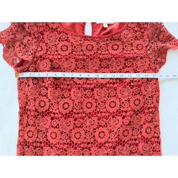 Anthropologie Moulinette Soeurs Horkelia Lace Short Sleeve Shift Dress in Orange - Picture 12 of 12